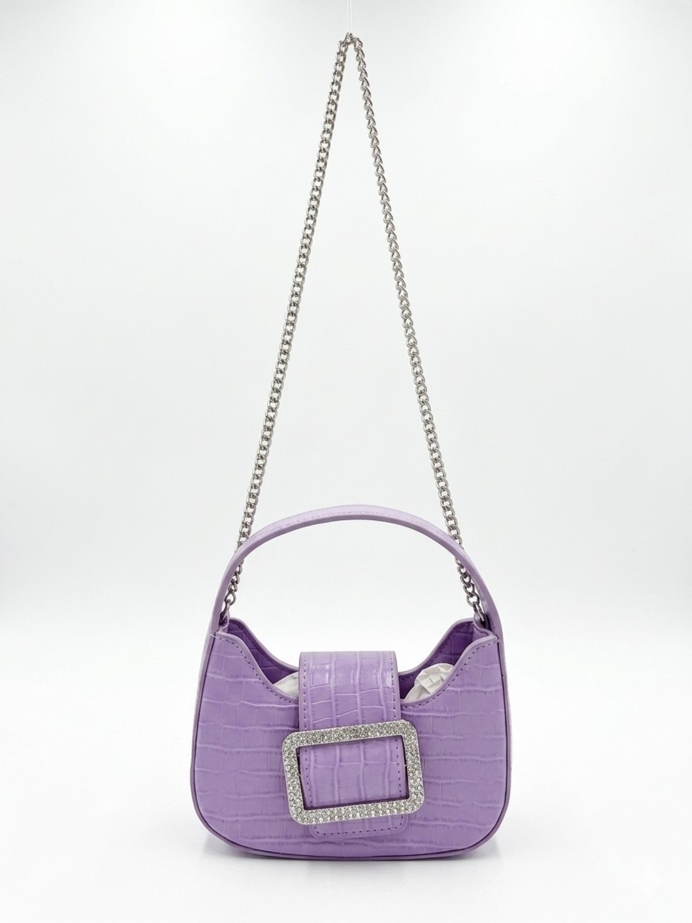 Urban Outfitters "Alison" Lavender Croc-Embossed Baguette Bag